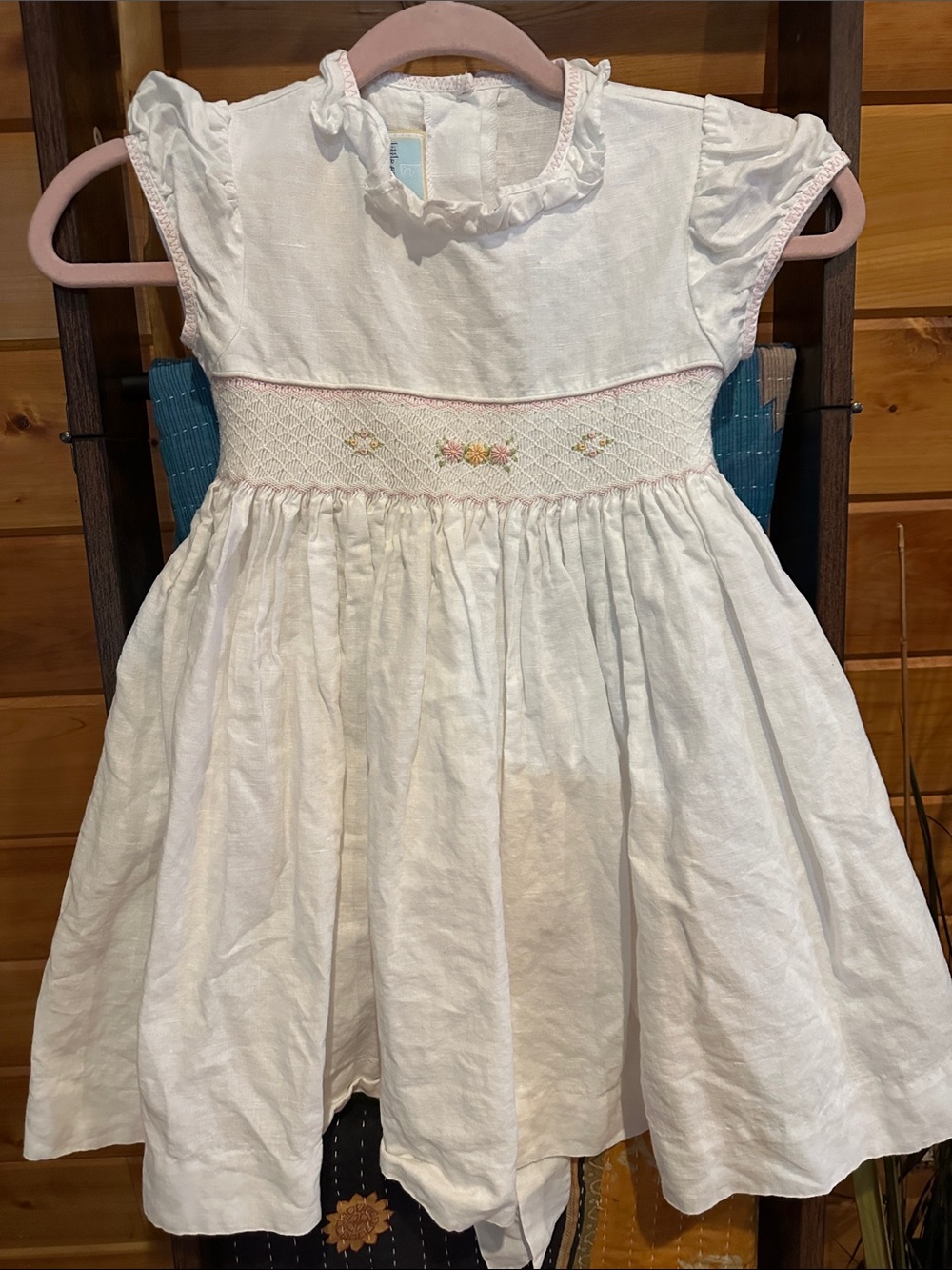 Little English Smocked Dress with Pink Embroidery